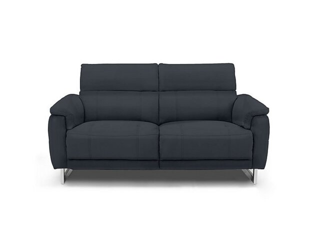 Moet 2 Seater Leather Power Recliner Sofa with Telescopic Headrests - Navy