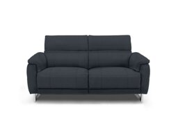 Moet 2 Seater Leather Power Recliner Sofa with Telescopic Headrests - Navy