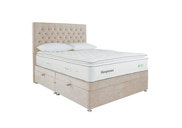 Sleepeezee - Natural Touch 3000 Pillowtop Side Ottoman Divan Set - Double - Tweed Cream