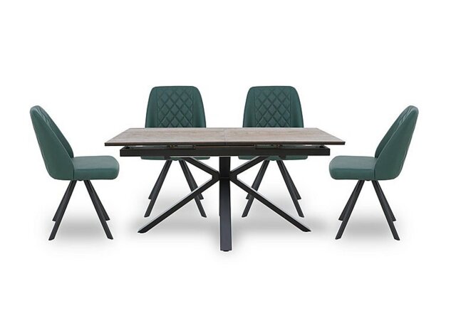 Jupiter Pop Up Extending Dining Table and 4 Swivel Chairs - Green