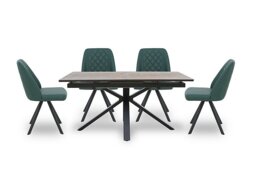 Jupiter Pop Up Extending Dining Table and 4 Swivel Chairs - Green
