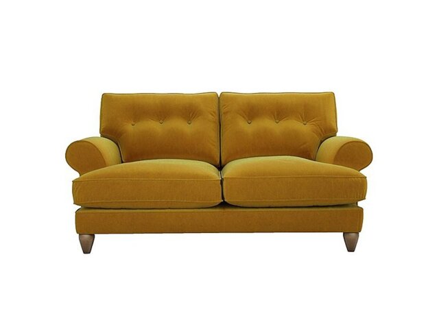 The Lounge Co. - Bronwyn 2.5 Seater Fabric Classic Back Fibre Fill Sofa With Walnut Feet - Golden Spice