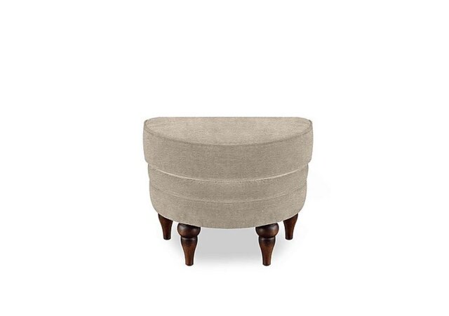 At The Helm - Harriet Fabric Half Moon Footstool with Walnut Feet