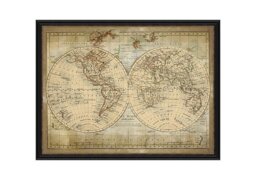 Vintage World Map Framed Picture