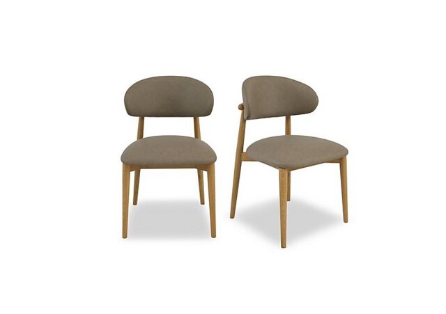 Riga Pair of Wooden Dining Chairs - Taupe