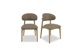 Riga Pair of Wooden Dining Chairs - Taupe