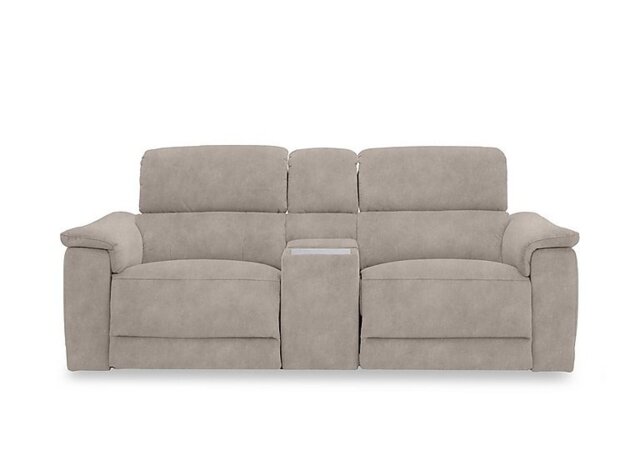 Genius Fabric 2 Seater Power Recliner Media Sofa with Power Headrest, Power Lumbar and Heated Seats - Dexter Ivory