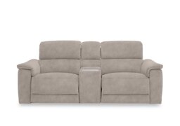 Genius Fabric 2 Seater Power Recliner Media Sofa with Power Headrest, Power Lumbar and Heated Seats - Dexter Ivory