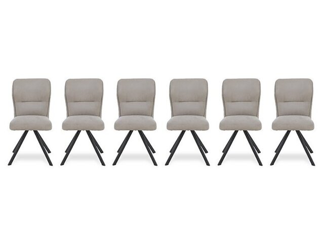 Terra Set of 6 Fabric Swivel Dining Chairs - Taupe