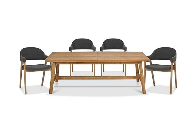 Stratford Large Extending Dining Table with 4 Fabric Dining Arm Chairs - Dark Grey