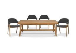 Stratford Large Extending Dining Table with 4 Fabric Dining Arm Chairs - Dark Grey
