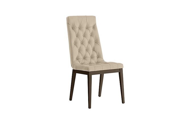 Palazzo Capitonne Buttoned Dining Chair in Dark Walnut - Aquos Cream