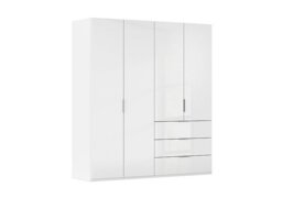 Rauch - Formes 4 Door Bifold Combi Glass Wardrobe - White/White Front
