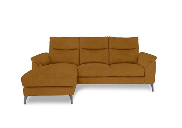 Morgan Fabric 3 Seater Sofa with Left Hand Facing Chaise End - Opulence Saffron