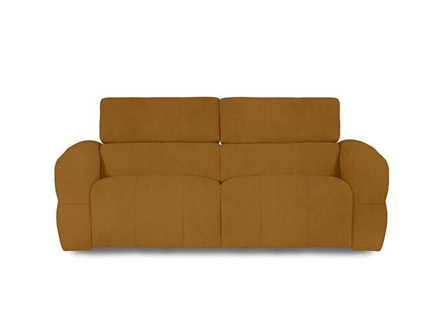 Cube Fabric 3 Seater Power Recliner Sofa with Power Headrests - Opulence Saffron