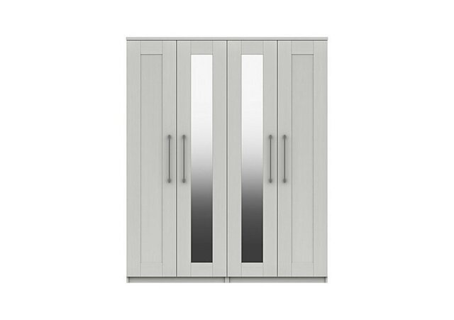 London Bedrooms - Fenchurch 4 Door Wardrobe with Mirrors - White