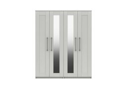 London Bedrooms - Fenchurch 4 Door Wardrobe with Mirrors - White