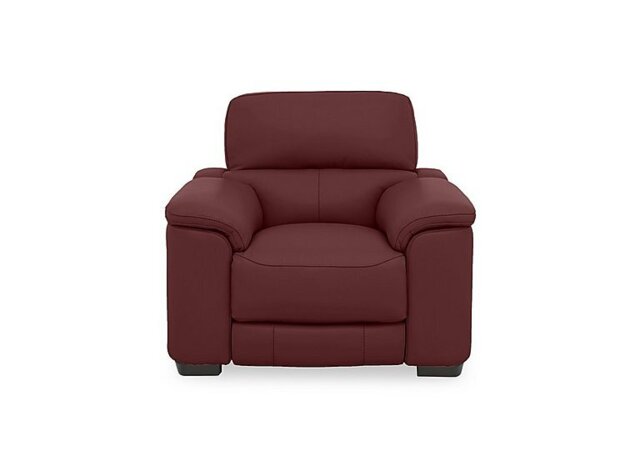 World of Leather - Nova Leather Power Recliner Chair with Power Headrest - BV Deep Red