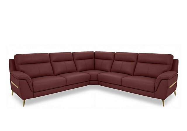 World of Leather - Eclipse Large Leather Corner Sofa - Deep Red