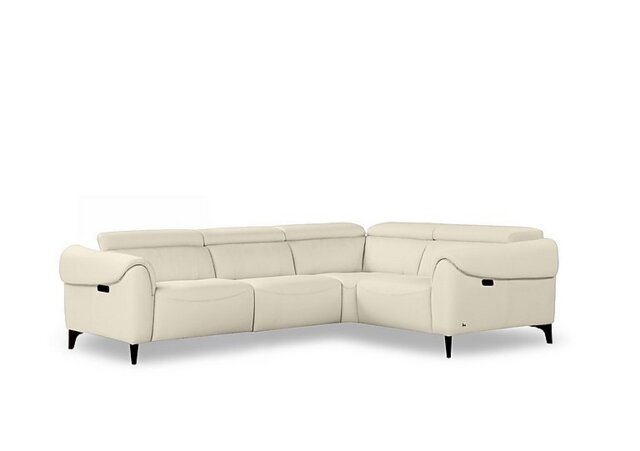 Nicoletti - Nicole Small Leather Power Recliner Corner Sofa with Power Headrests and Power Lumbar