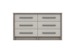 London Bedrooms - Euston 6 Drawer Wide Chest - Grey Oak/White Grey Gloss