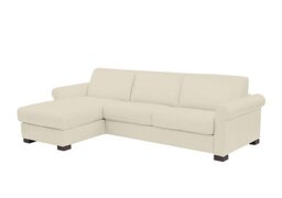 Nicoletti - Alcova 3 Seater Leather Sofa Bed and Storage Left Hand Facing Chaise with Scroll Arms - Sofas and Armchairs