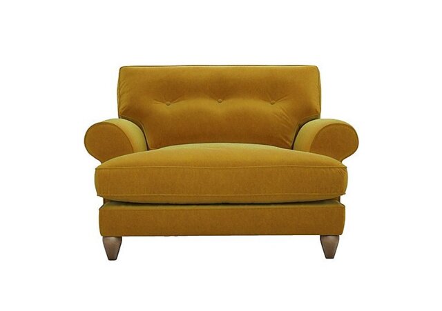The Lounge Co. - Bronwyn Fabric Classic Back Snuggler - Golden Spice with Washed Oak Feet