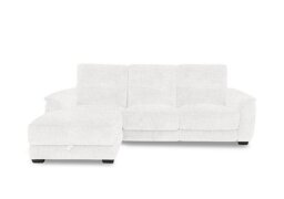Saffron Fabric 3 Seater Power Recliner Sofa with Storage Left Hand Facing Chaise End - Frost