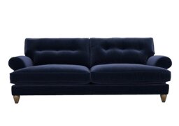 The Lounge Co. - Bronwyn 4 Seater Fabric Classic Back Fibre Fill Sofa With Vintage Oak Feet - Midnight Indigo