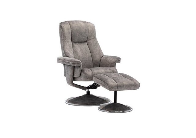 Troyes Fabric High-Back 360 Swivel Chair and Footstool - Elephant - Living Room Furniture - In Time for Christmas