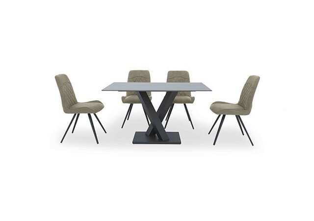 Warrior Grey Compact Fixed Dining Table with 4 Standard Chairs - Grey