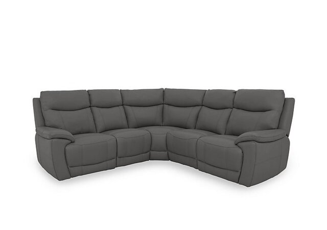 Sloane Leather Large Corner Sofa with Power Recliner - Elephant - Sofas and Armchairs - In Time for Christmas