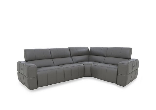 Cube Leather Power Recliner Corner Sofa with Power Headrests