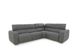 Cube Leather Power Recliner Corner Sofa with Power Headrests