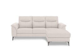 Morgan Leather 3 Seater Sofa with Right Hand Facing Chaise End - Cotton Cat - Sofas and Armchairs - In Time for Christmas
