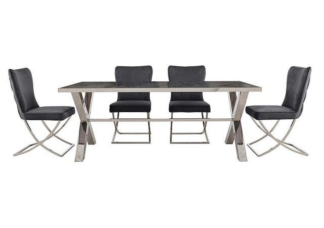 Vanquish Large Dining Table and 4 Chairs - Grey