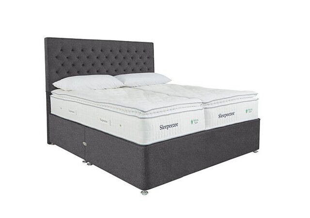 Sleepeezee - Natural Touch 3000 Pillowtop Zip and Link Divan Set with Continental Drawers - Weave Pewter - Bedroom Furniture - In Time for Christmas