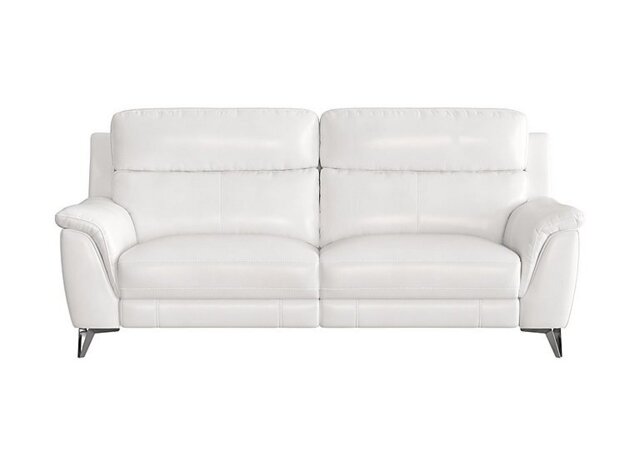 Contempo 3 Seater BV Leather Power Recliner Sofa - BV Star White