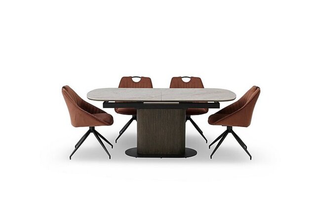 Petra Pop Up Extending Dining Table and 4 Swivel Chairs - 180-cm