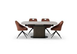 Petra Pop Up Extending Dining Table and 4 Swivel Chairs - 180-cm