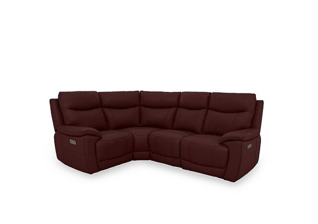 Sloane Leather Small Left Hand Facing Corner Sofa with Power Recliner - Ruby