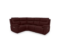 Sloane Leather Small Left Hand Facing Corner Sofa with Power Recliner - Ruby
