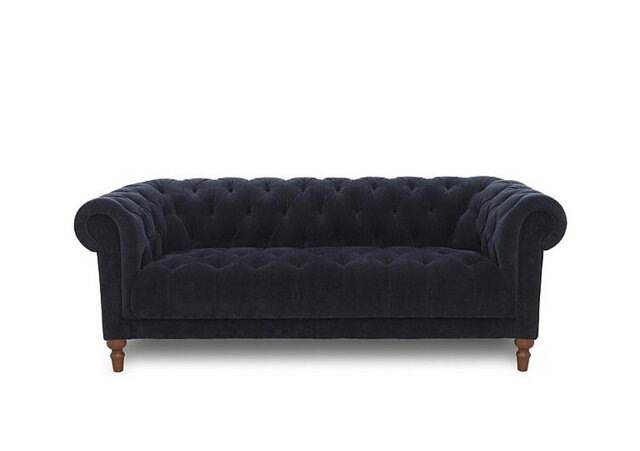 Columbus Fabric 3 Seater Sofa with Wooden Feet - Manhattan Indigo