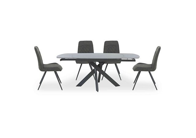 Warrior Grey Swivel Extending Dining Table with 4 Standard Chairs - Grey