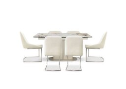 Avorio Large Pop-Up Extending Dining Table and 6 Chairs