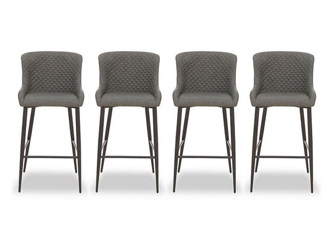 Hanoi Set of 4 Faux Leather Bar Stools - Slate Grey