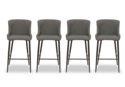 Hanoi Set of 4 Faux Leather Bar Stools - Slate Grey