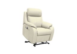 G Plan - Kingsbury Large Leather Lift and Rise Chair - Cambridge Chalk