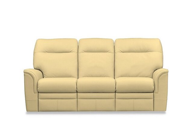 Parker Knoll - Hudson 23 Leather 3 Seater Recliner Sofa with Headrests and Power Lumbar - Como Cream
