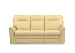 Parker Knoll - Hudson 23 Leather 3 Seater Recliner Sofa with Headrests and Power Lumbar - Como Cream